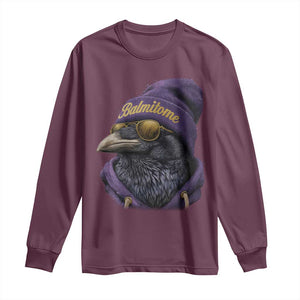 Baltimore Long Sleeve Shirt Vintage Maryland Edgar Allan Poe Raven Game Day TS10 Maroon Print Your Wear