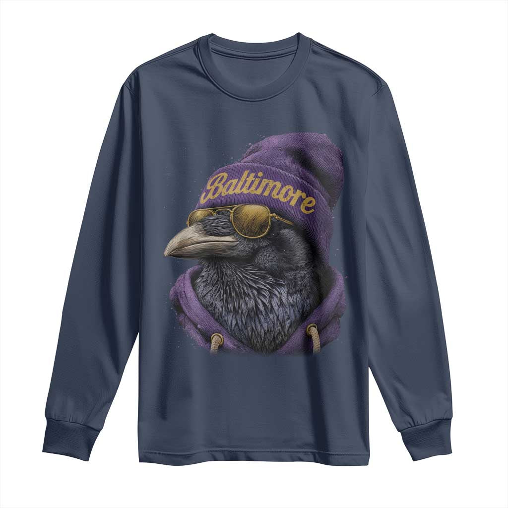 RF Football Lover Long Sleeve Shirt Vintage Maryland Edgar Allan Poe The Flock Game Day TS10 Navy Print Your Wear