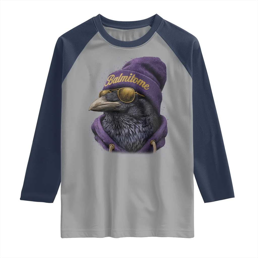 Baltimore Raglan Shirt Vintage Maryland Edgar Allan Poe Raven Game Day TS10 Sport Gray Navy Print Your Wear