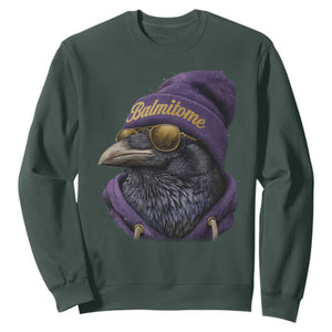 Baltimore Sweatshirt Vintage Maryland Edgar Allan Poe Raven Game Day TS10 Dark Forest Green Print Your Wear