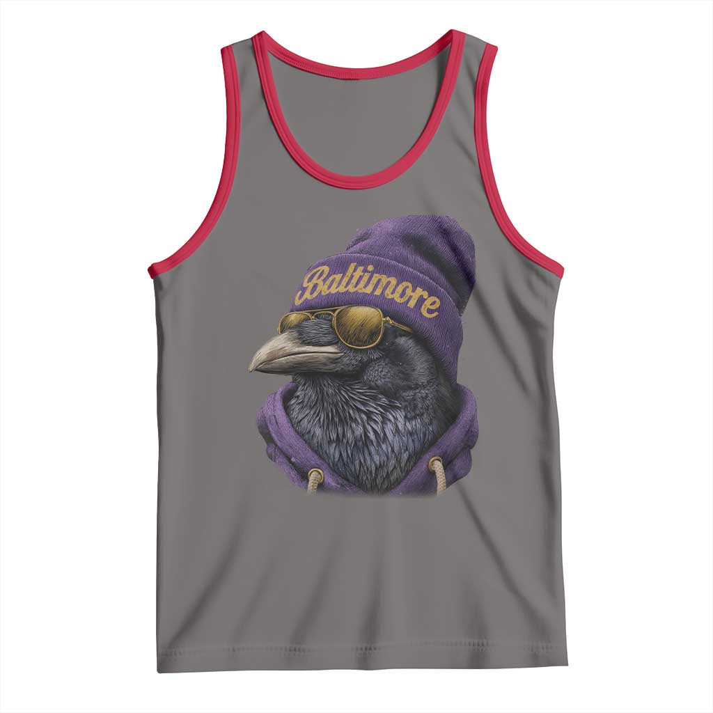 RF Football Lover Tank Top Vintage Maryland Edgar Allan Poe The Flock Game Day TS10 Deep Heather Red Print Your Wear