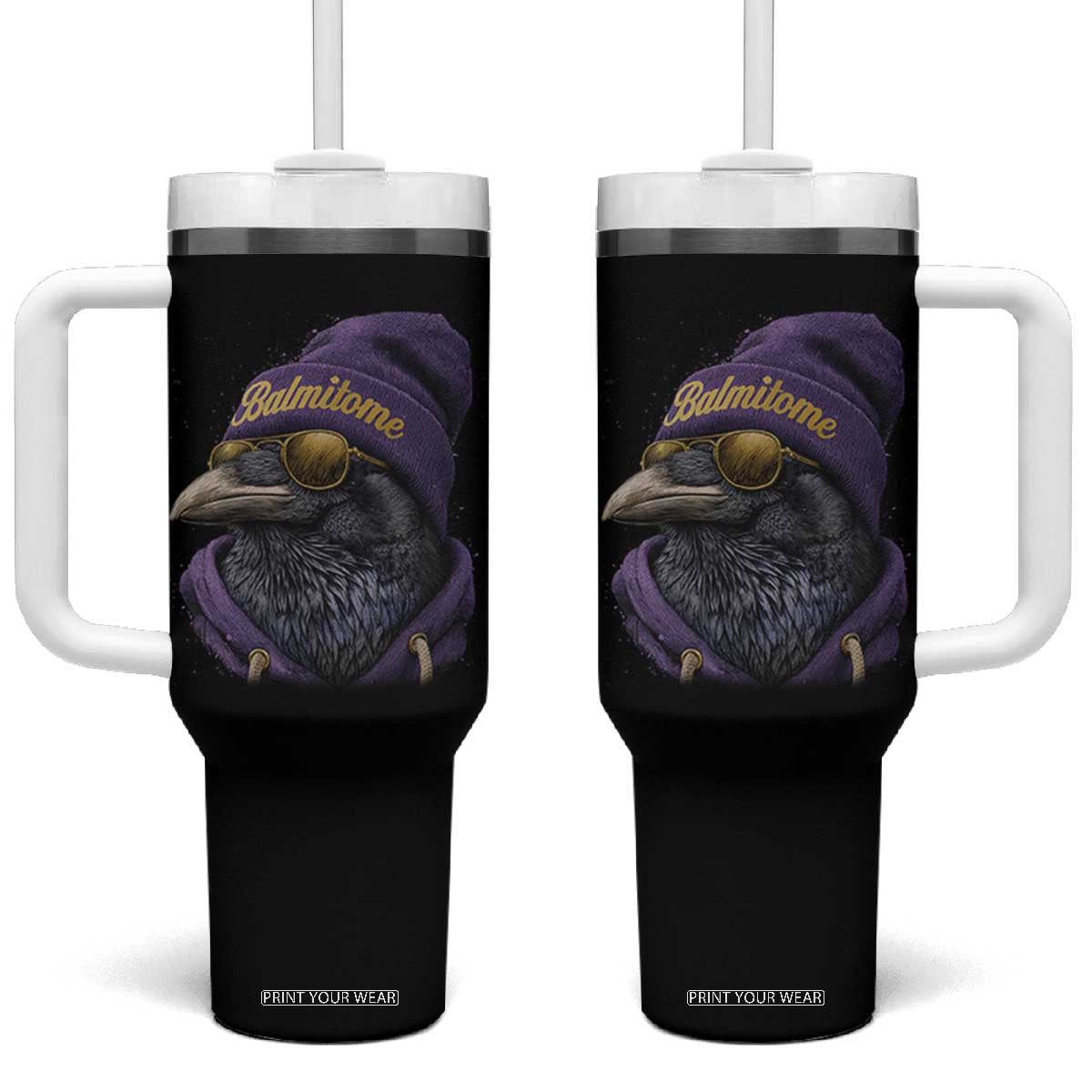 Baltimore Tumbler With Handle Vintage Maryland Edgar Allan Poe Raven Game Day TS10 One Size: 40 oz Black Print Your Wear