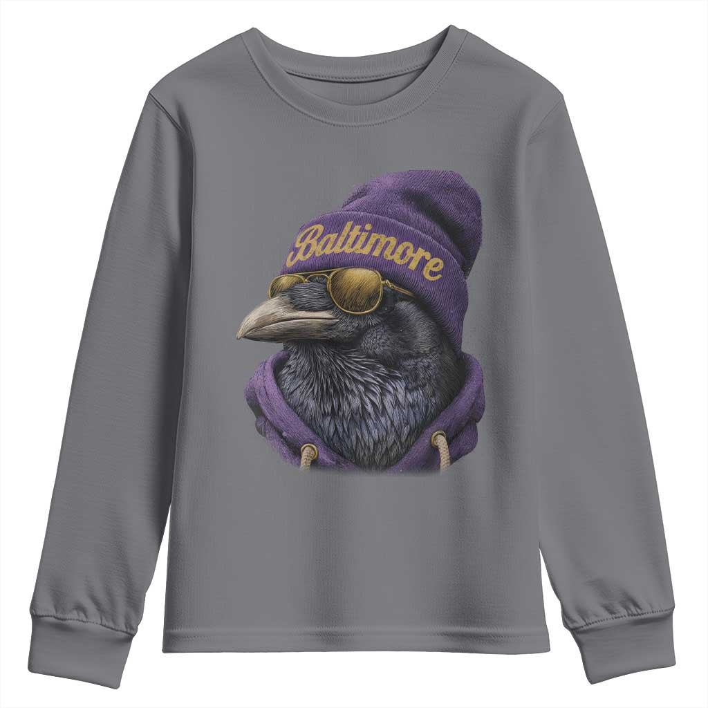 RF Football Lover Youth Sweatshirt Vintage Maryland Edgar Allan Poe The Flock Game Day TS10 Charcoal Print Your Wear