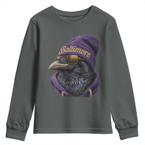 RF Football Lover Youth Sweatshirt Vintage Maryland Edgar Allan Poe The Flock Game Day TS10 Dark Heather Print Your Wear