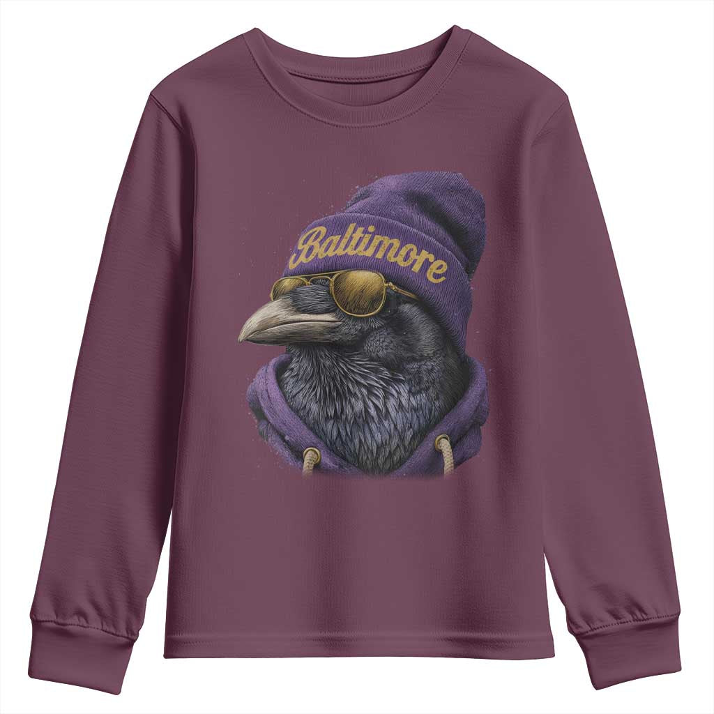 RF Football Lover Youth Sweatshirt Vintage Maryland Edgar Allan Poe The Flock Game Day TS10 Maroon Print Your Wear