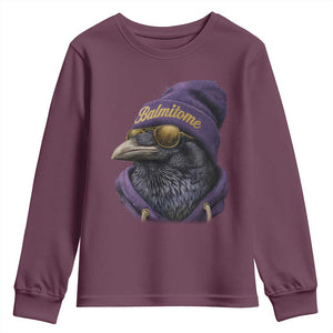 Baltimore Youth Sweatshirt Vintage Maryland Edgar Allan Poe Raven Game Day TS10 Maroon Print Your Wear