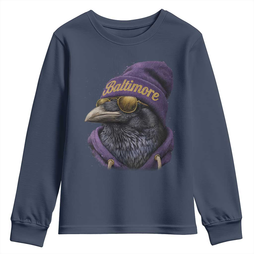 RF Football Lover Youth Sweatshirt Vintage Maryland Edgar Allan Poe The Flock Game Day TS10 Navy Print Your Wear