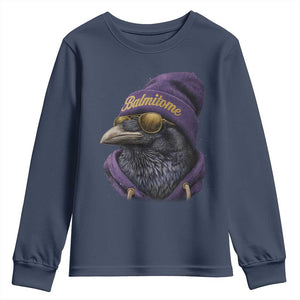 Baltimore Youth Sweatshirt Vintage Maryland Edgar Allan Poe Raven Game Day TS10 Navy Print Your Wear