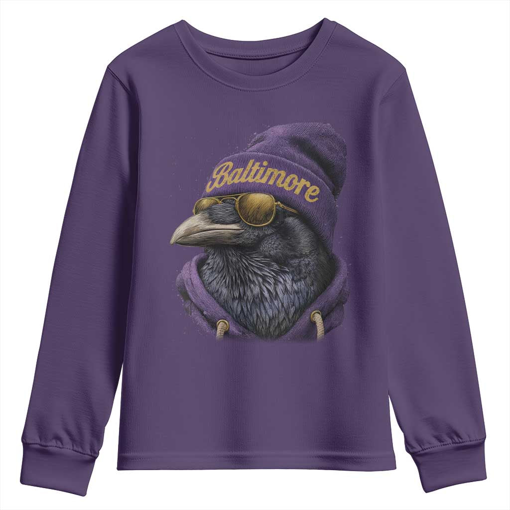 RF Football Lover Youth Sweatshirt Vintage Maryland Edgar Allan Poe The Flock Game Day TS10 Purple Print Your Wear