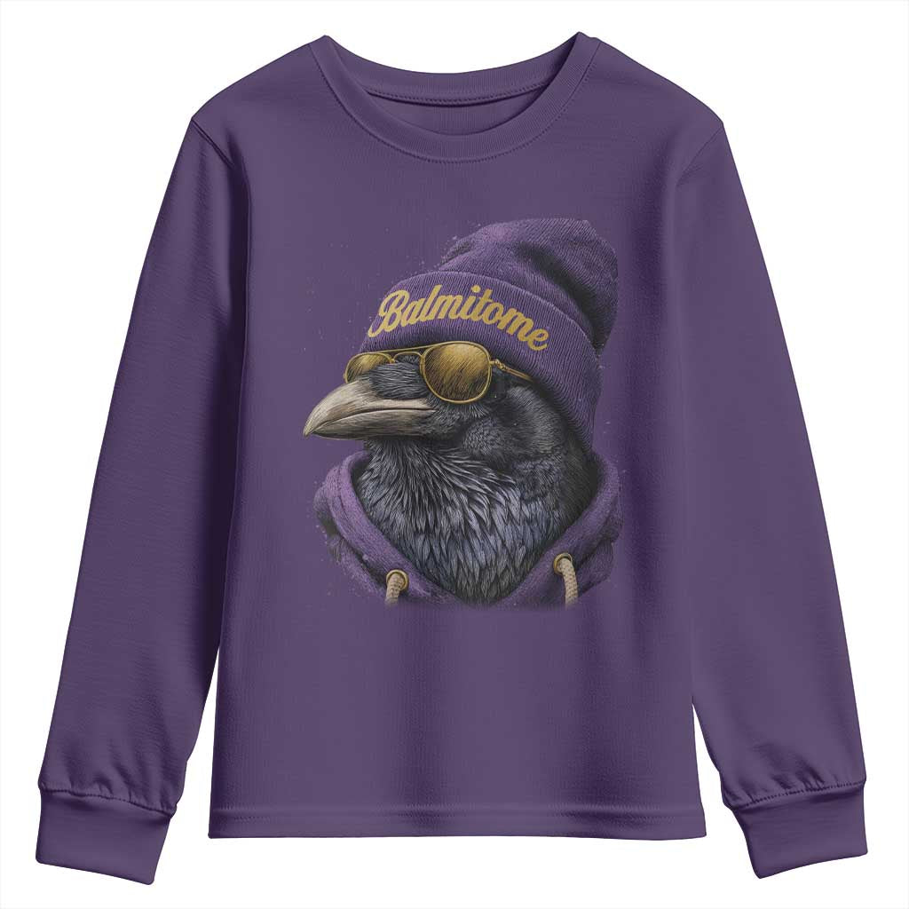 Baltimore Youth Sweatshirt Vintage Maryland Edgar Allan Poe Raven Game Day TS10 Purple Print Your Wear