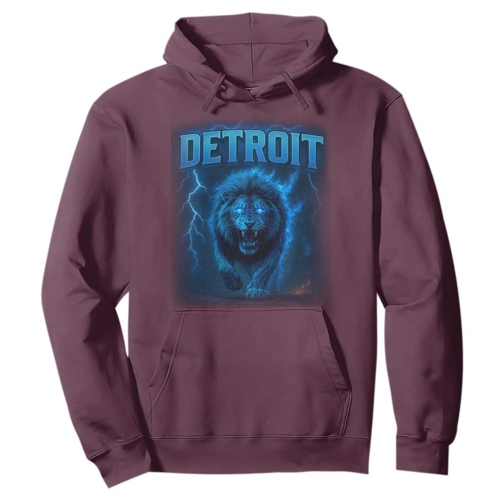 Retro Detroit Football Hoodie Love Lions Bootleg Vintage Rap Tee TS10 Maroon Print Your Wear