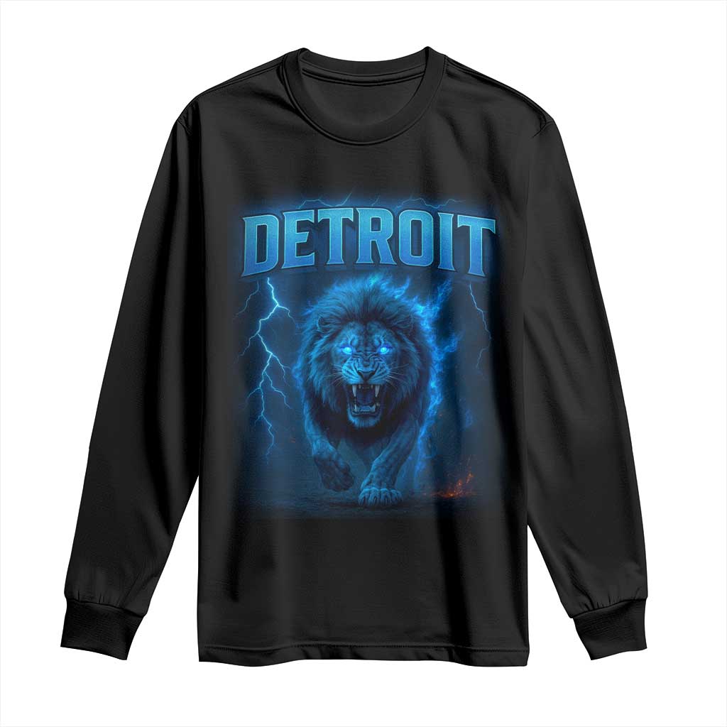 Retro Detroit Football Long Sleeve Shirt Love Lions Bootleg Vintage Rap Tee TS10 Black Print Your Wear