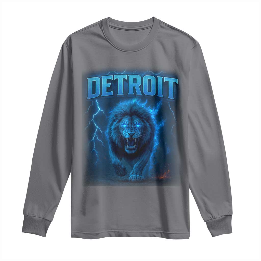 Retro Detroit Football Long Sleeve Shirt Love Lions Bootleg Vintage Rap Tee TS10 Charcoal Print Your Wear