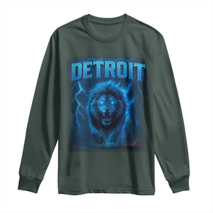 Retro Detroit Football Long Sleeve Shirt Love Lions Bootleg Vintage Rap Tee TS10 Dark Forest Green Print Your Wear