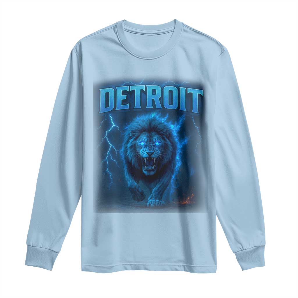 Retro Detroit Football Long Sleeve Shirt Love Lions Bootleg Vintage Rap Tee TS10 Light Blue Print Your Wear