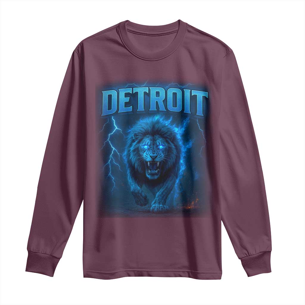 Retro Detroit Football Long Sleeve Shirt Love Lions Bootleg Vintage Rap Tee TS10 Maroon Print Your Wear