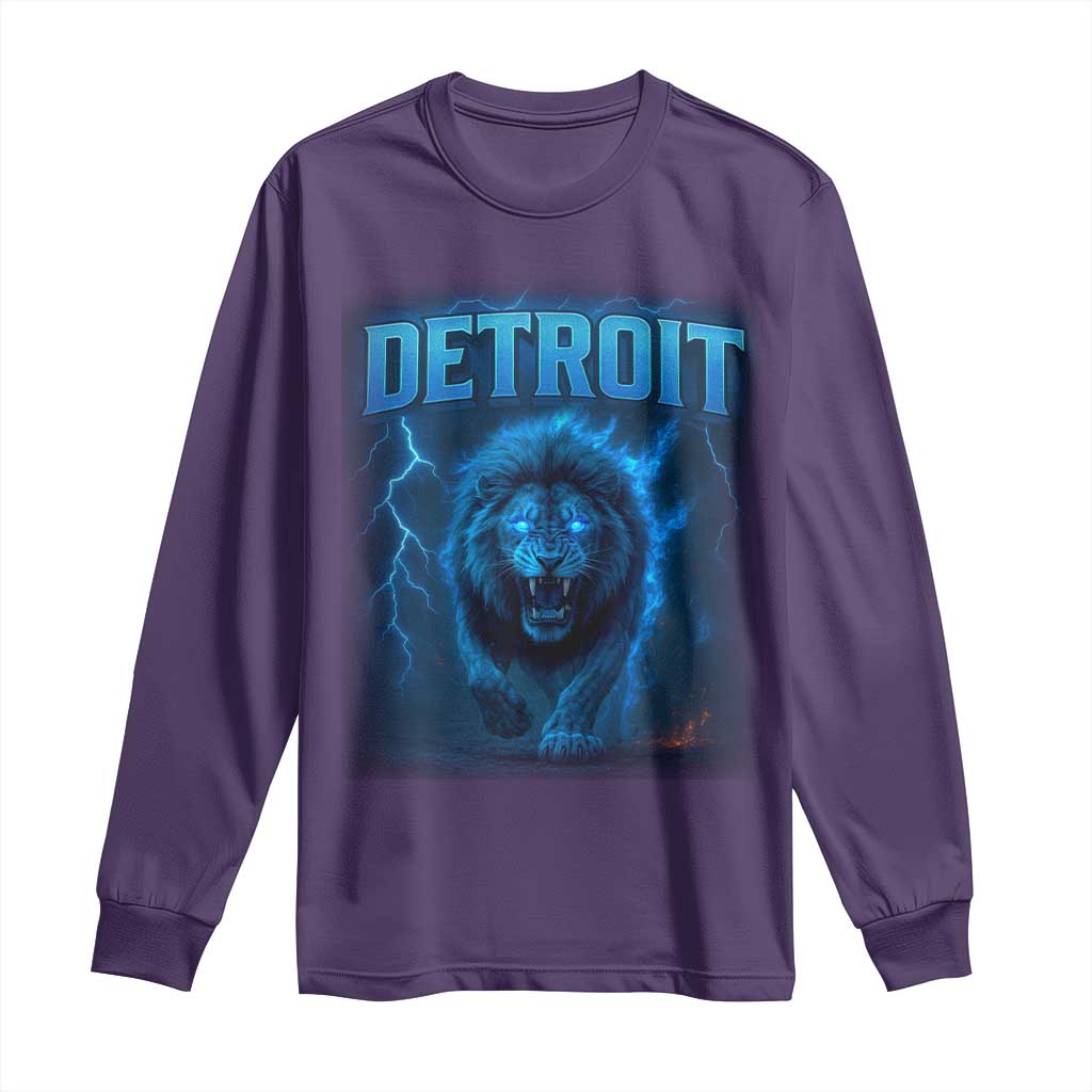 Retro Detroit Football Long Sleeve Shirt Love Lions Bootleg Vintage Rap Tee TS10 Purple Print Your Wear