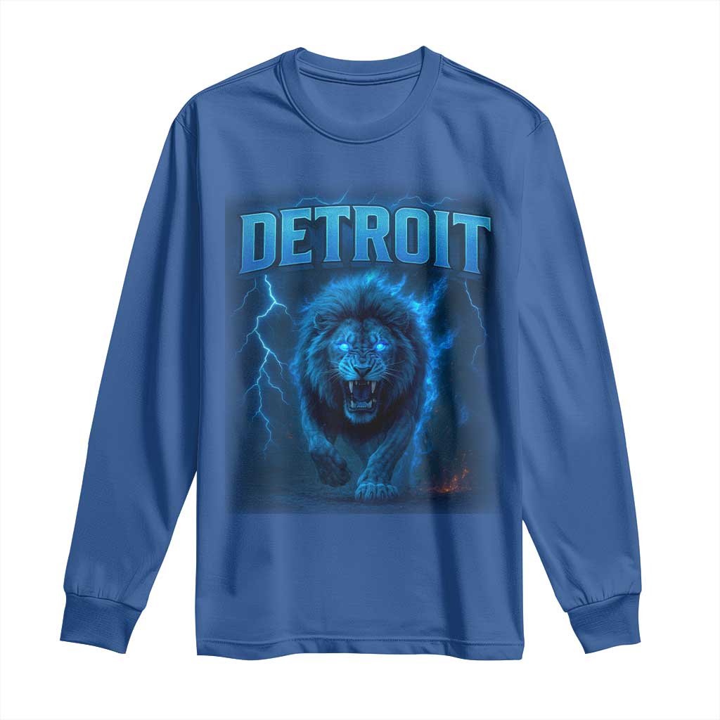 Retro Detroit Football Long Sleeve Shirt Love Lions Bootleg Vintage Rap Tee TS10 Royal Blue Print Your Wear