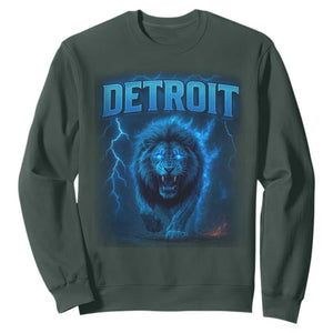 Retro Detroit Football Sweatshirt Love Lions Bootleg Vintage Rap Tee TS10 Dark Forest Green Print Your Wear