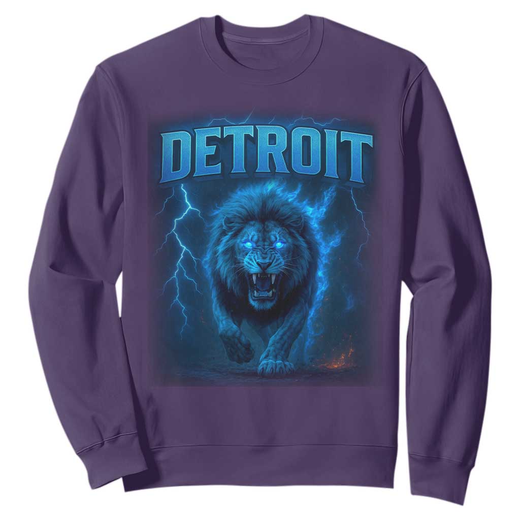 Retro Detroit Football Sweatshirt Love Lions Bootleg Vintage Rap Tee TS10 Purple Print Your Wear