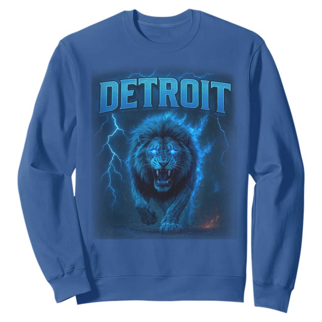 Retro Detroit Football Sweatshirt Love Lions Bootleg Vintage Rap Tee TS10 Royal Blue Print Your Wear
