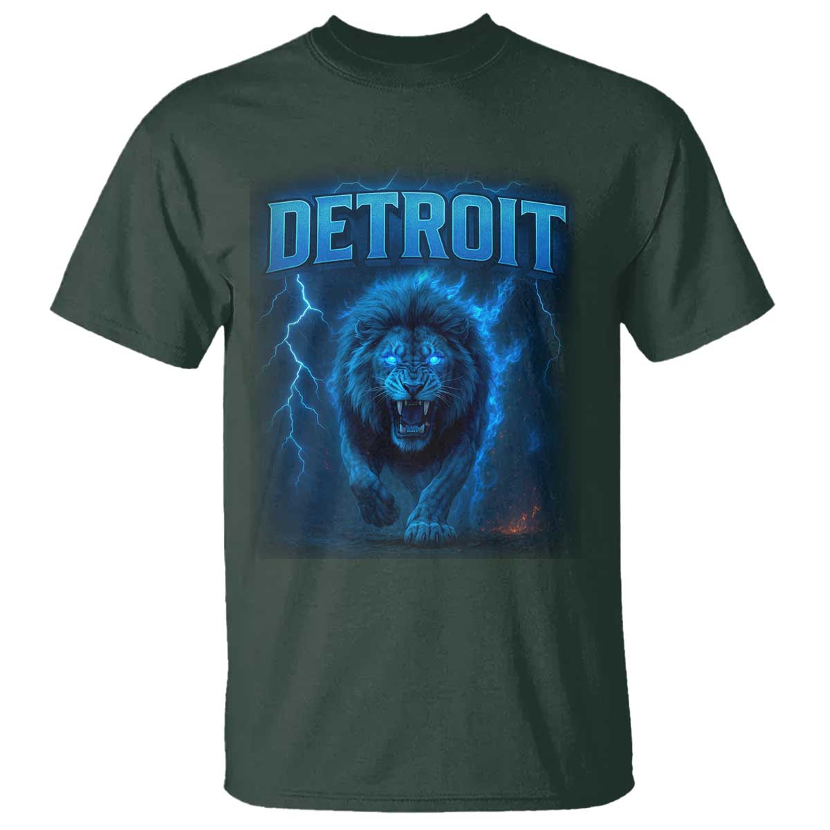 Retro Detroit Football T Shirt Love Lions Bootleg Vintage Rap Tee TS10 Dark Forest Green Print Your Wear