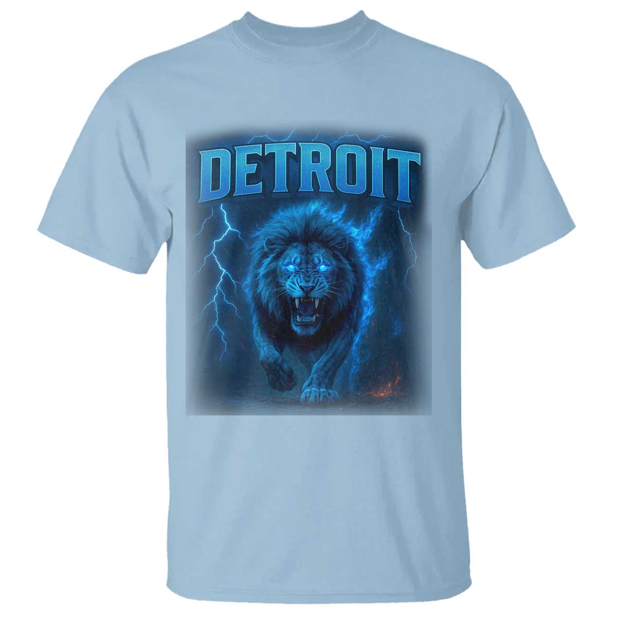 Retro Detroit Football T Shirt Love Lions Bootleg Vintage Rap Tee TS10 Light Blue Print Your Wear