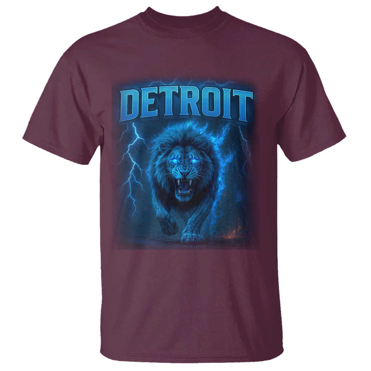 Retro Detroit Football T Shirt Love Lions Bootleg Vintage Rap Tee TS10 Maroon Print Your Wear