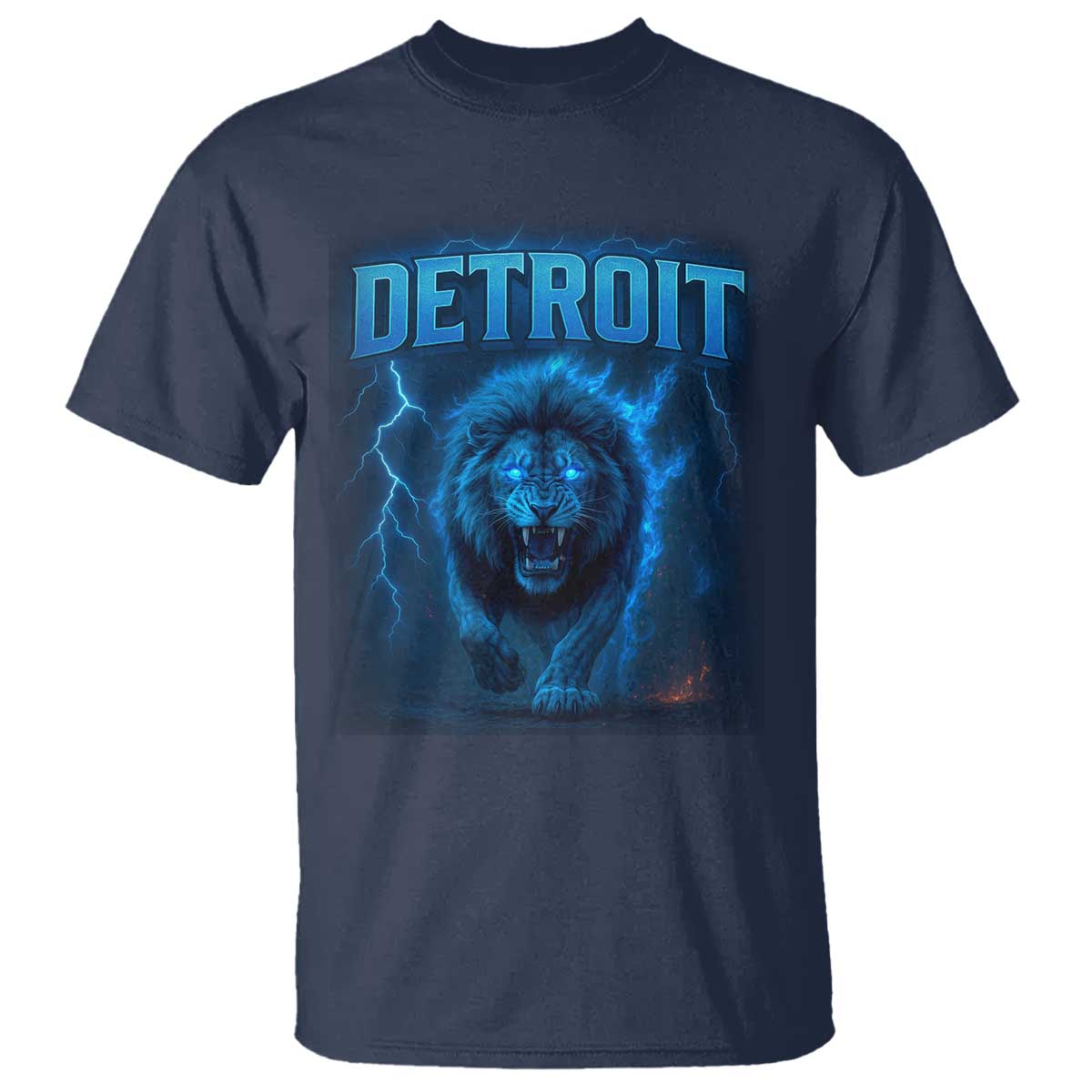 Retro Detroit Football T Shirt Love Lions Bootleg Vintage Rap Tee TS10 Navy Print Your Wear