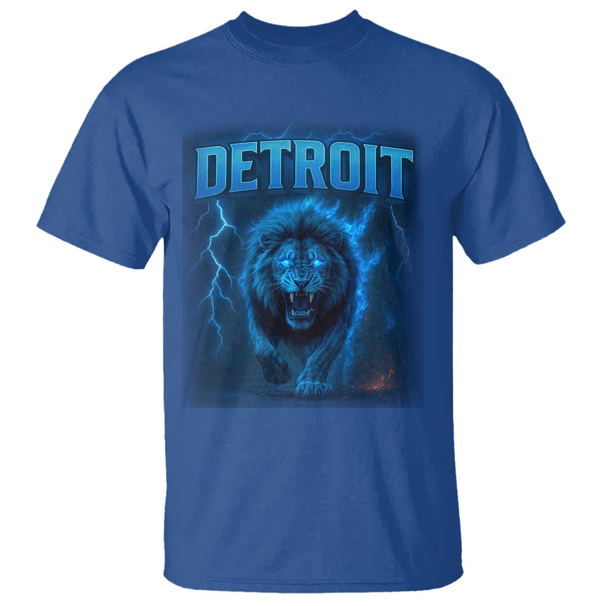 Retro Detroit Football T Shirt Love Lions Bootleg Vintage Rap Tee TS10 Royal Blue Print Your Wear