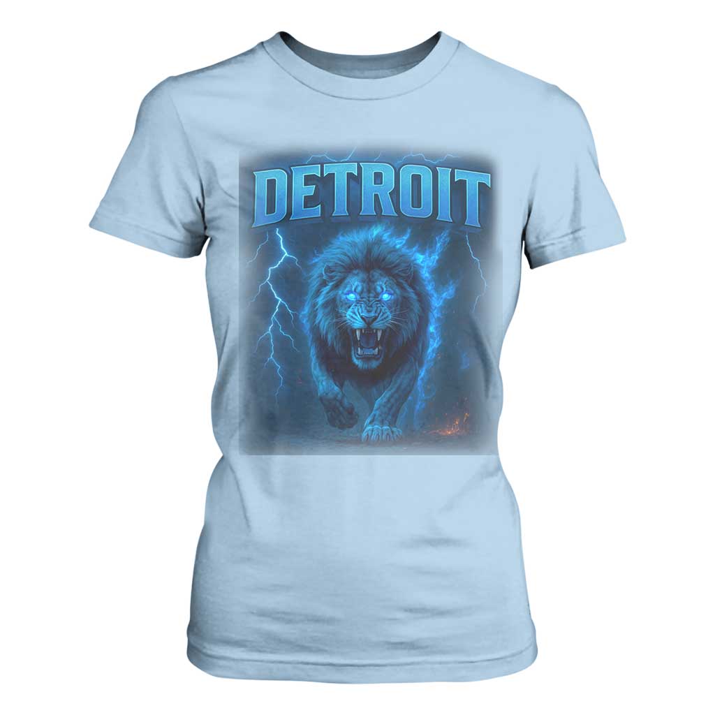Retro Detroit Football T Shirt For Women Love Lions Bootleg Vintage Rap Tee TS10 Light Blue Print Your Wear