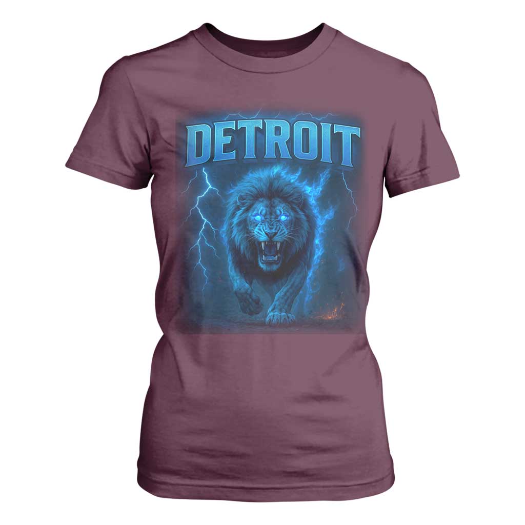 Retro Detroit Football T Shirt For Women Love Lions Bootleg Vintage Rap Tee TS10 Maroon Print Your Wear