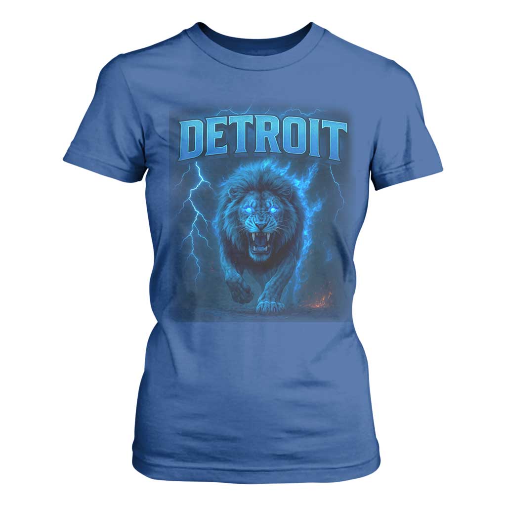 Retro Detroit Football T Shirt For Women Love Lions Bootleg Vintage Rap Tee TS10 Royal Blue Print Your Wear