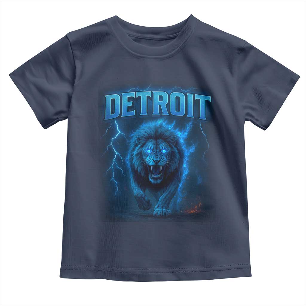 Retro Detroit Football Toddler T Shirt Love Lions Bootleg Vintage Rap Tee TS10 Navy Print Your Wear