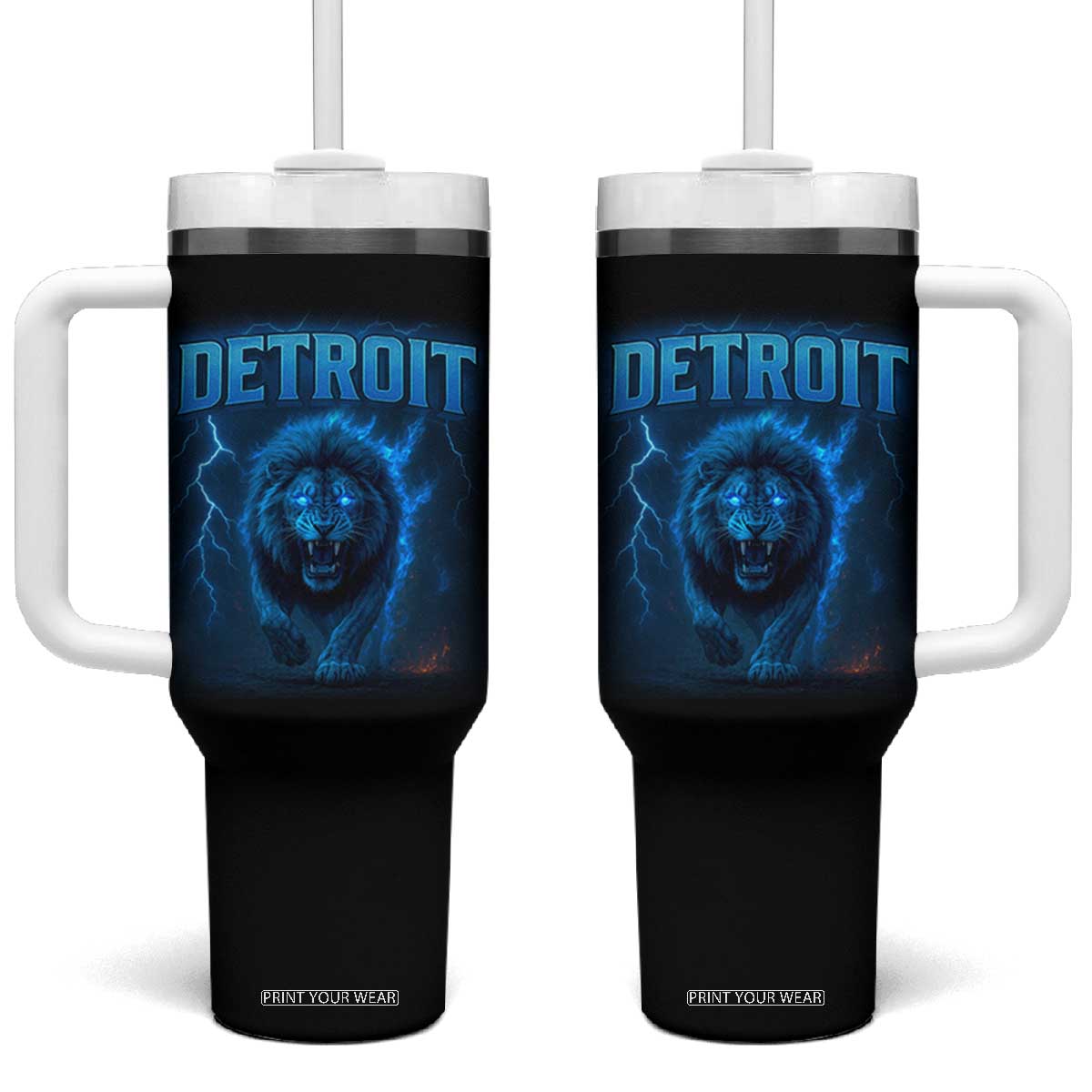 Retro Detroit Football Tumbler With Handle Love Lions Bootleg Vintage Rap Tee TS10 One Size: 40 oz Black Print Your Wear