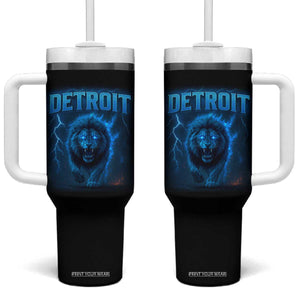 Retro Detroit Football Tumbler With Handle Love Lions Bootleg Vintage Rap Tee TS10 One Size: 40 oz Black Print Your Wear
