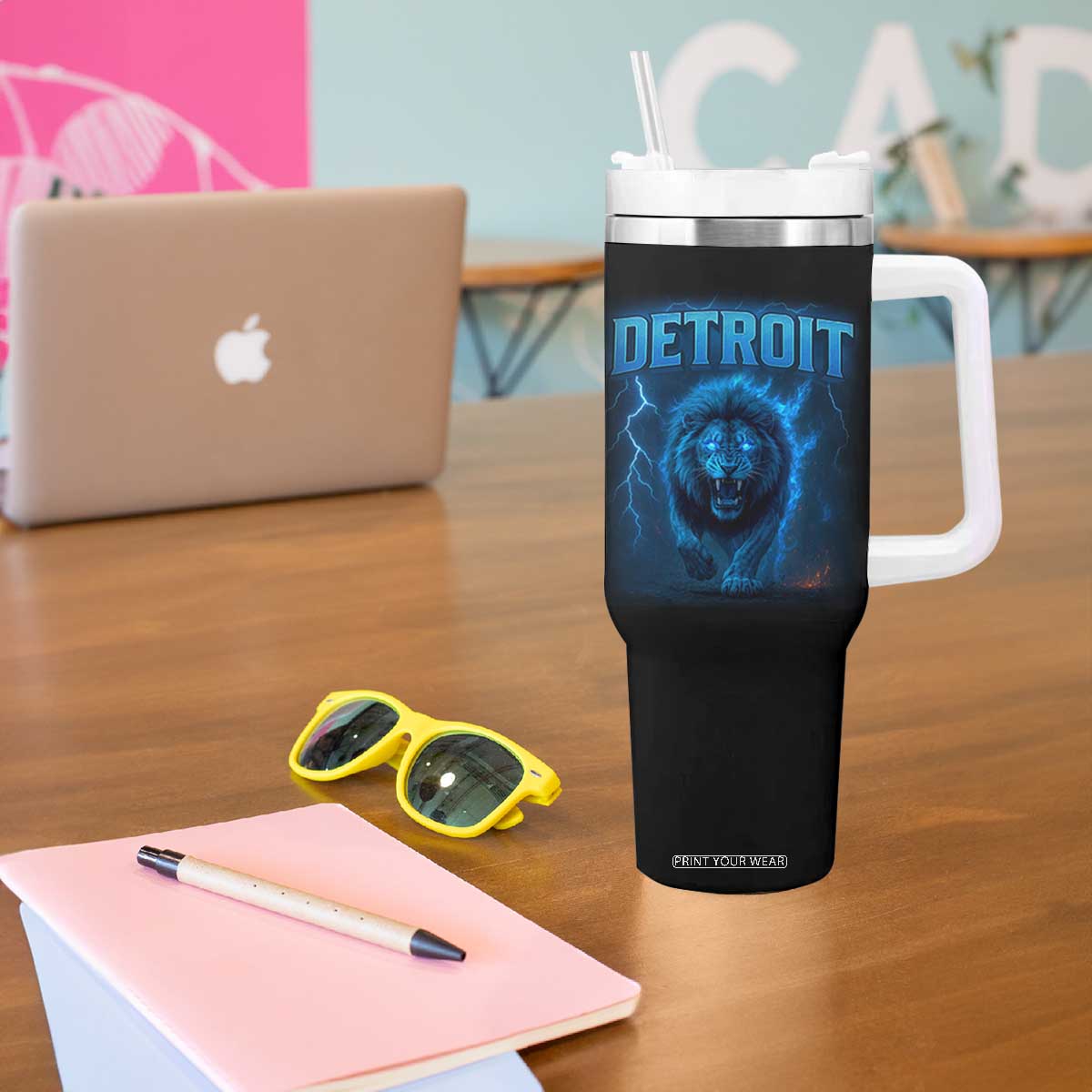 Retro Detroit Football Tumbler With Handle Love Lions Bootleg Vintage Rap Tee TS10 Print Your Wear
