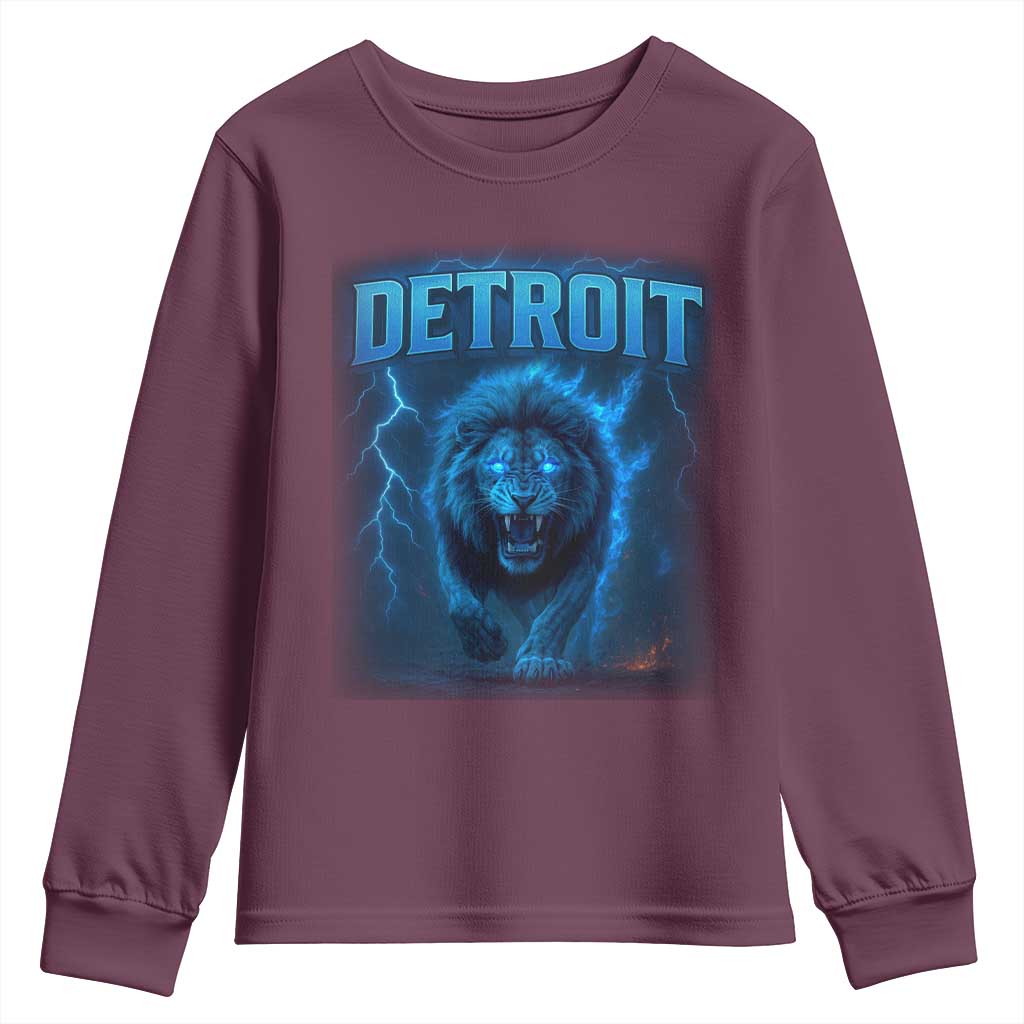 Retro Detroit Football Youth Sweatshirt Love Lions Bootleg Vintage Rap Tee TS10 Maroon Print Your Wear