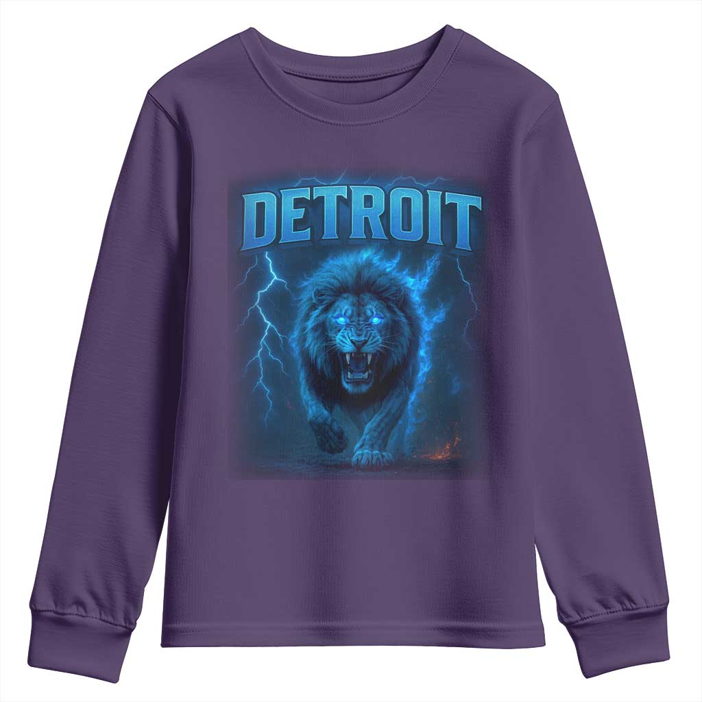 Retro Detroit Football Youth Sweatshirt Love Lions Bootleg Vintage Rap Tee TS10 Purple Print Your Wear