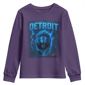 Retro Detroit Football Youth Sweatshirt Love Lions Bootleg Vintage Rap Tee TS10 Purple Print Your Wear