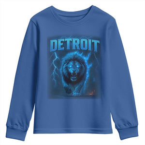 Retro Detroit Football Youth Sweatshirt Love Lions Bootleg Vintage Rap Tee TS10 Royal Blue Print Your Wear