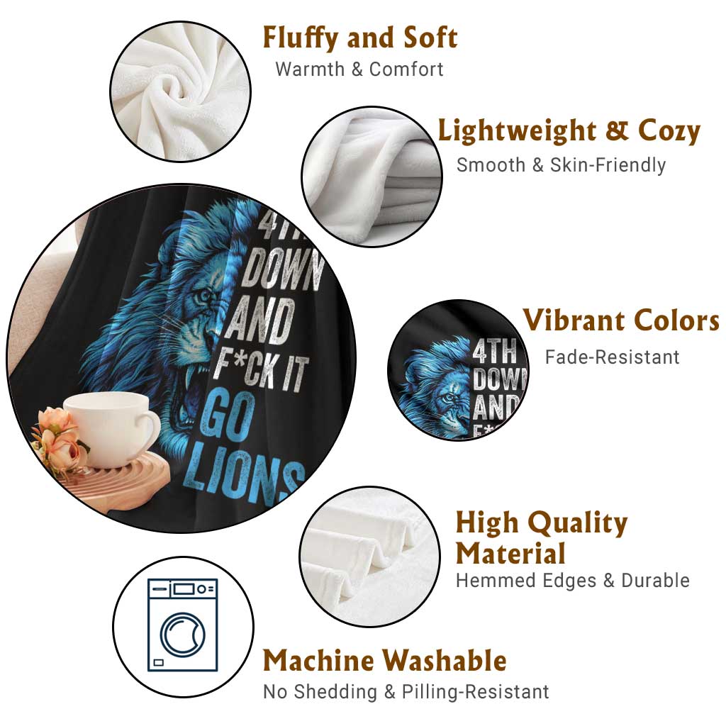 Go Lions Throw Blanket Funny 4th Down F*ck It Blue Lion Fan TS10 Print Your Wear