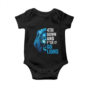Go Lions Baby Onesie Funny 4th Down F*ck It Blue Lion Fan TS10 Black Print Your Wear