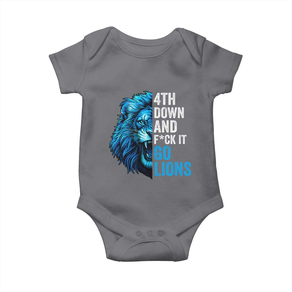 Go Lions Baby Onesie Funny 4th Down F*ck It Blue Lion Fan TS10 Charcoal Print Your Wear
