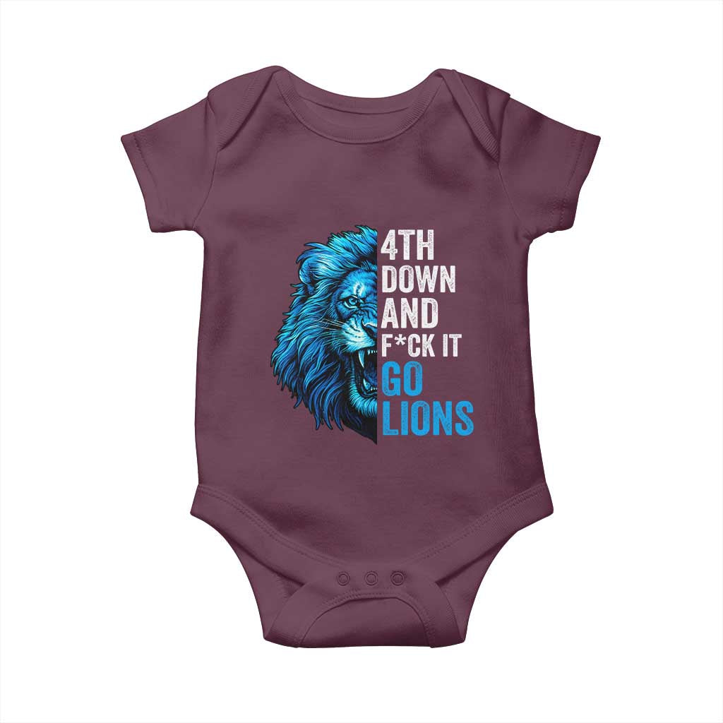 Go Lions Baby Onesie Funny 4th Down F*ck It Blue Lion Fan TS10 Maroon Print Your Wear