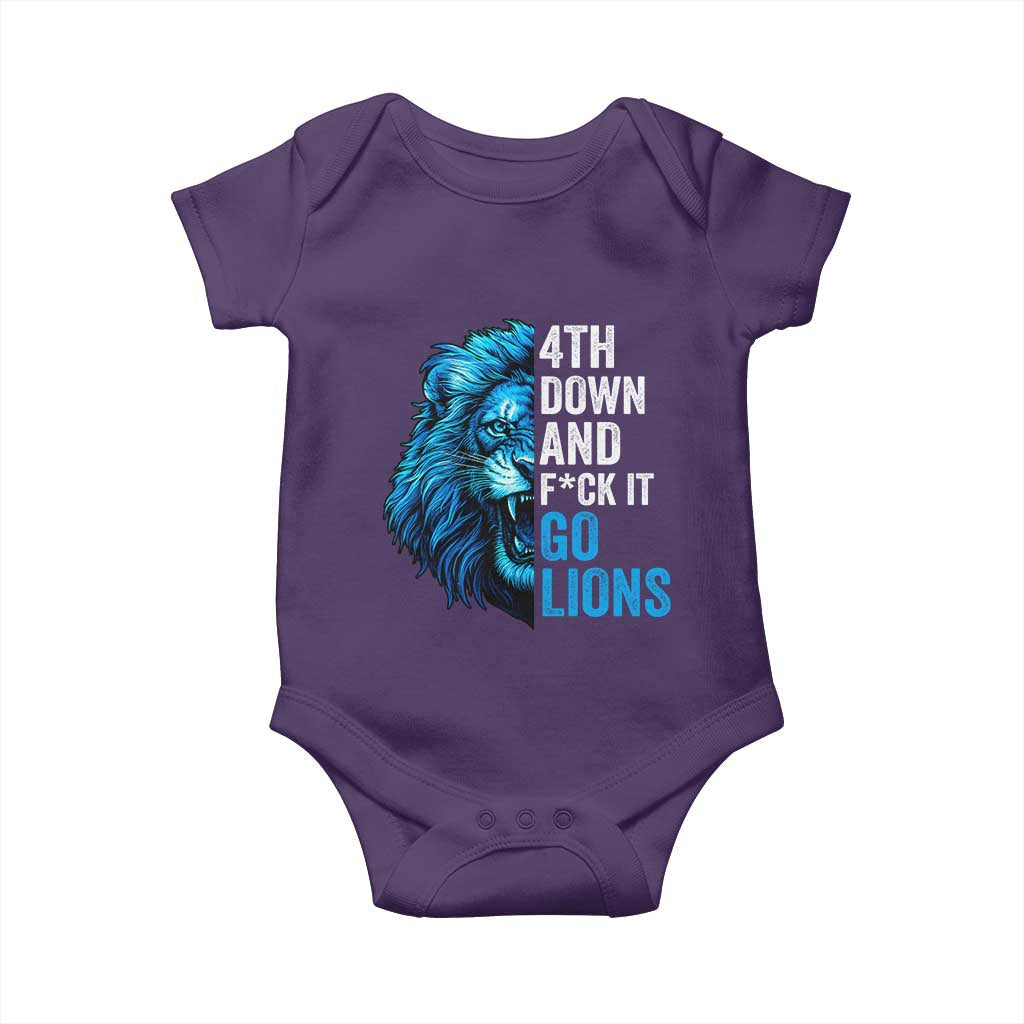 Go Lions Baby Onesie Funny 4th Down F*ck It Blue Lion Fan TS10 Purple Print Your Wear