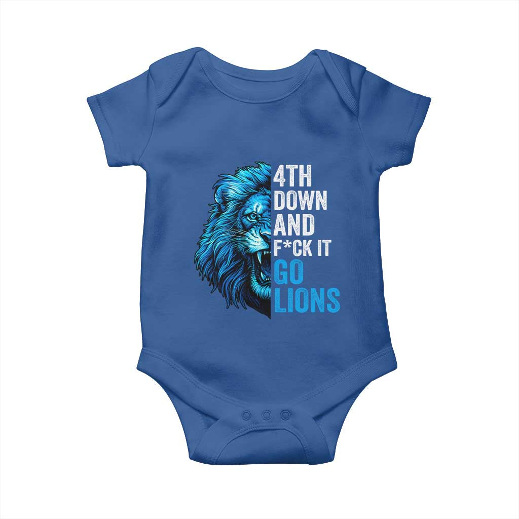 Go Lions Baby Onesie Funny 4th Down F*ck It Blue Lion Fan TS10 Royal Blue Print Your Wear