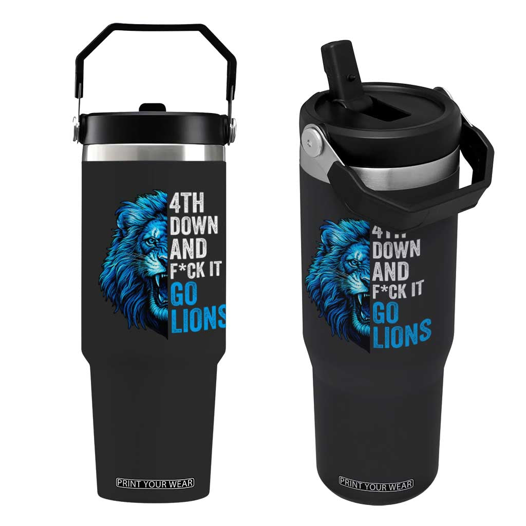 LF Game Day Flip Straw Tumbler Funny 4th Down F*ck It Blue Team Sports Fan TS10 One Size: 30 oz Black Print Your Wear