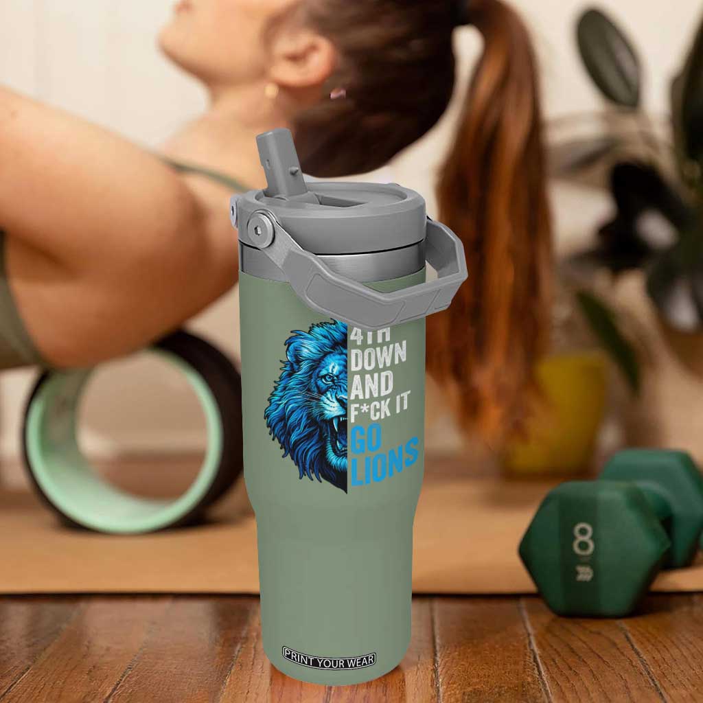 LF Game Day Flip Straw Tumbler Funny 4th Down F*ck It Blue Team Sports Fan TS10 One Size: 30 oz Moss Green Print Your Wear