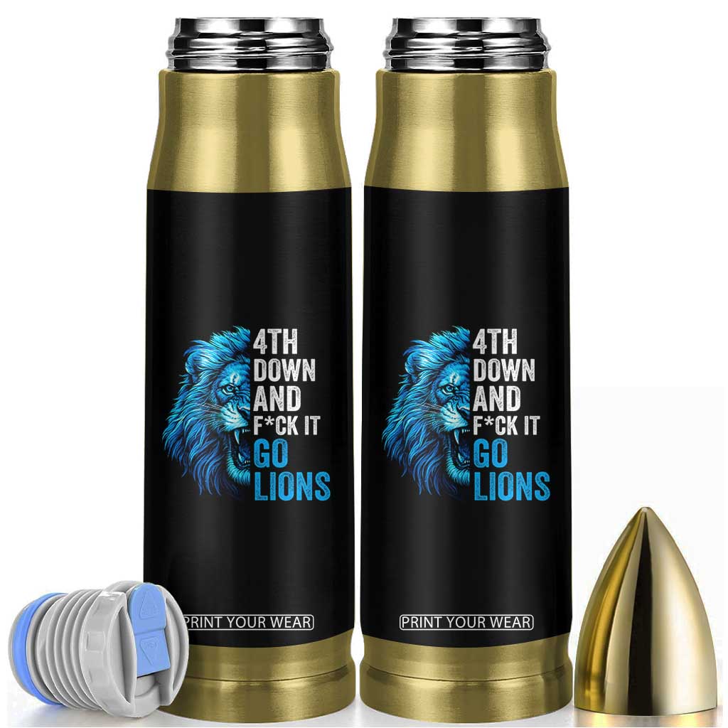 Go Lions Bullet Tumbler Funny 4th Down F*ck It Blue Lion Fan TS10 Black Print Your Wear